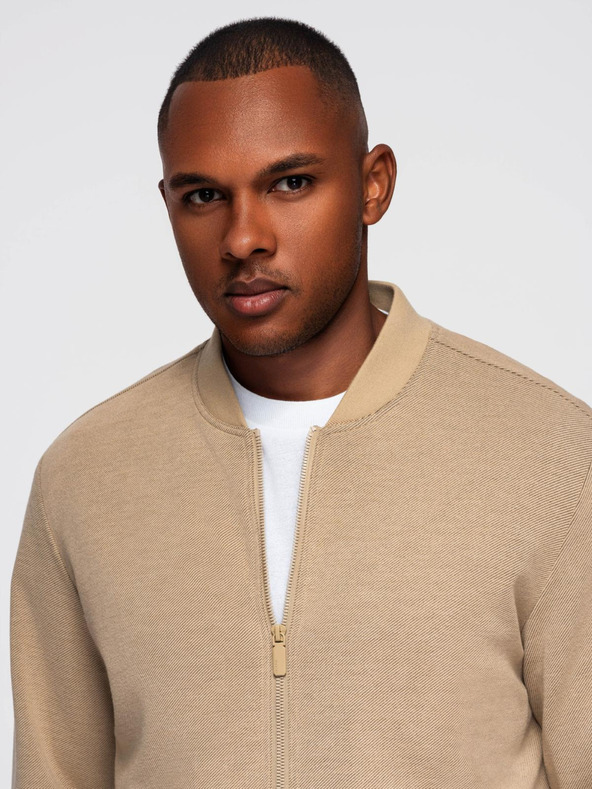 Ombre Clothing Pánska bunda bomber s raglánovými rukávmi - teplá béžová V2 OM-JANP-0159 Ombre Clothing