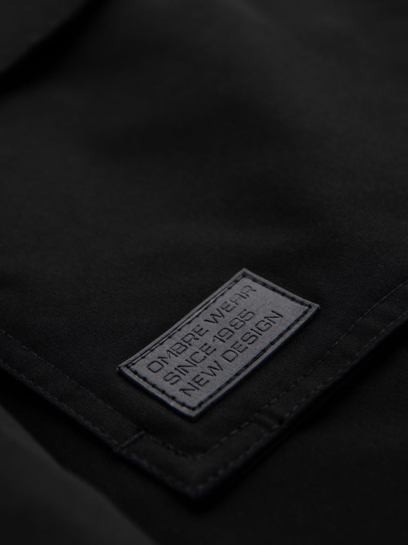 Ombre Clothing Pánska dlhá bunda parka s ovčou kožou - čierna V4 OM-JAPJ-0316 Ombre Clothing