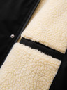 Ombre Clothing Pánska dlhá bunda parka s ovčou kožou - čierna V4 OM-JAPJ-0316 Ombre Clothing