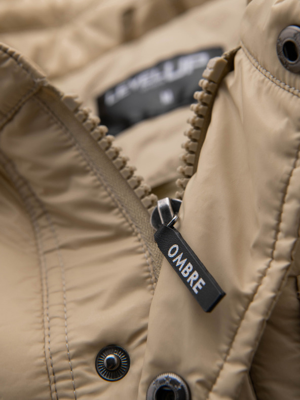 Ombre Clothing Pánska prešívaná bunda košeľového strihu - béžová V1 OM-JALP-0215 Ombre Clothing