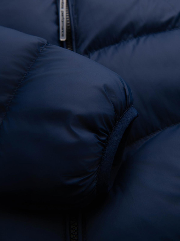 Ombre Clothing Pánska moderná prešívaná bunda z kombinovaných materiálov - tmavo modrá V2 OM-JAHP-0303 Ombre Clothing