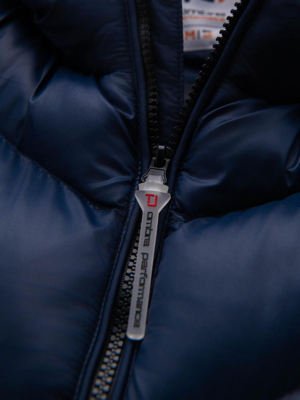 Ombre Clothing Pánska moderná prešívaná bunda z kombinovaných materiálov - tmavo modrá V2 OM-JAHP-0303 Ombre Clothing