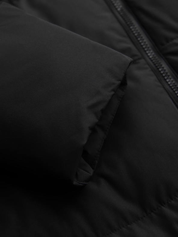 Ombre Clothing Pánska klasická dlhá bunda s kapucňou - čierna V1 OM-JALJ-0269 Ombre Clothing