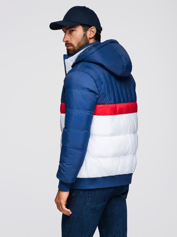 Ombre Clothing Pánska farebná retro športová bunda - modrá a biela V1 OM-JALP-0296 Ombre Clothing