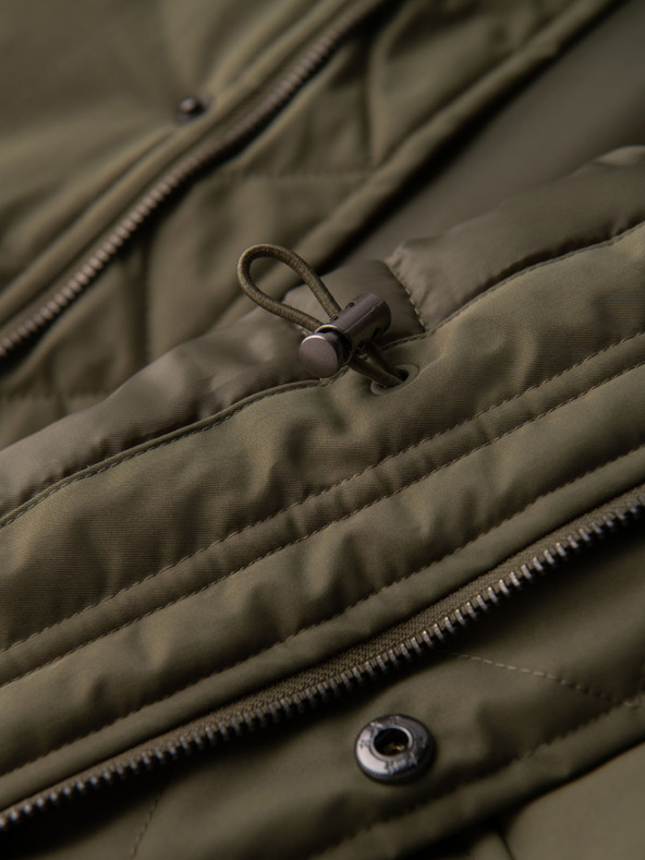 Ombre Clothing Pánska klasická dlhá bunda parka - olivová V3 OM-JAPJ-0313 Ombre Clothing