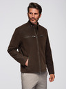 Ombre Clothing Pánska štýlová bunda z ekokože so stojáčikom - tmavo hnedá V1 C637 Ombre Clothing