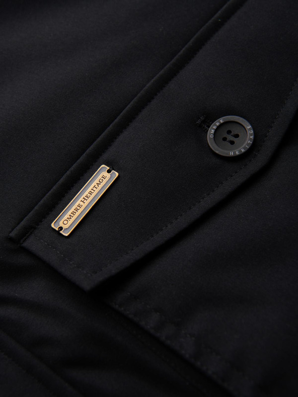 Ombre Clothing Elegantná pánska parka s vreckami a kapucňou - čierna V1 OM-JAPJ-0287 Ombre Clothing