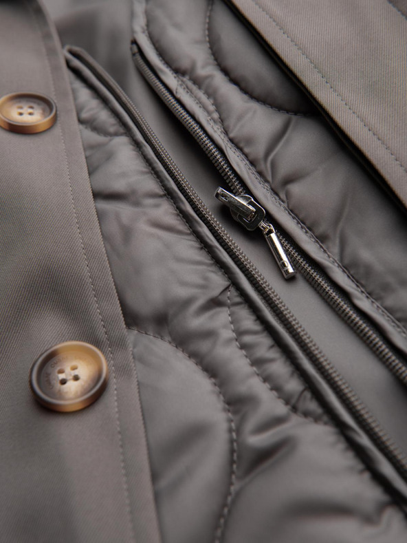 Ombre Clothing Pánsky minimalistický kabát s odnímateľnou vestou - popol V6 OM-COLC-0139 Ombre Clothing