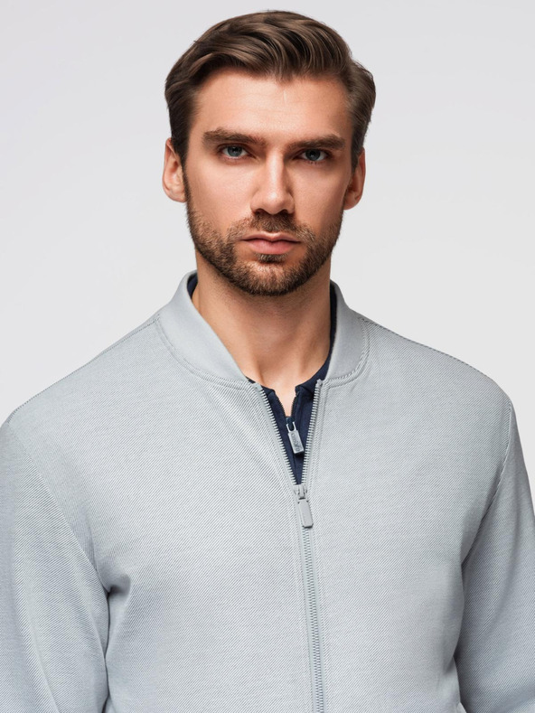 Ombre Clothing Pánska bunda bomber s raglánovými rukávmi - svetlo sivá V4 OM-JANP-0159 Ombre Clothing