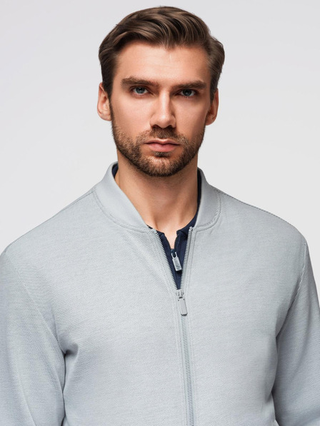 Ombre Clothing Pánska bunda bomber s raglánovými rukávmi - svetlo sivá V4 OM-JANP-0159 Ombre Clothing