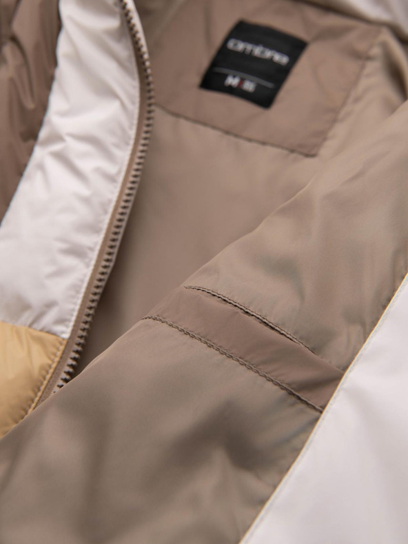 Ombre Clothing Pánska farebná retro športová bunda - béžová a biela V2 OM-JALP-0296 Ombre Clothing