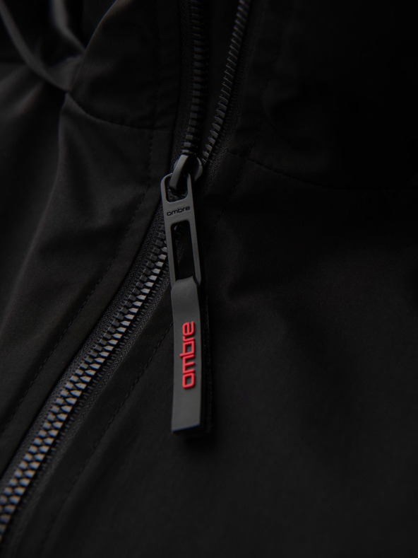 Ombre Clothing Pánska bunda s kapucňou a vysokým golierom - čierna V1 OM-JANP-0222 Ombre Clothing