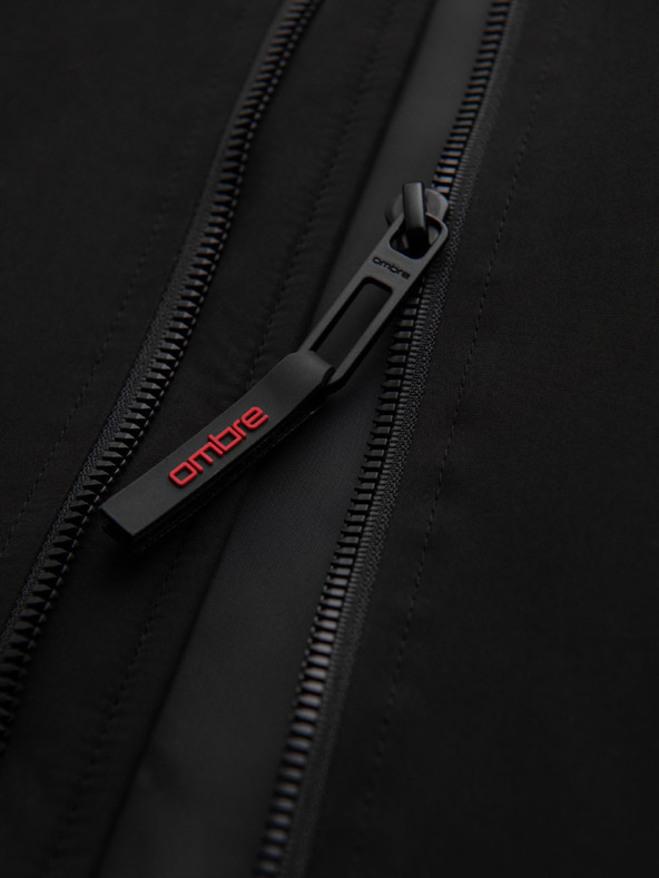 Ombre Clothing Pánska bunda s kapucňou a vysokým golierom - čierna V1 OM-JANP-0222 Ombre Clothing