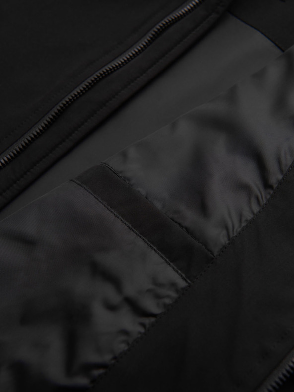 Ombre Clothing Pánska bunda s kapucňou a vysokým golierom - čierna V1 OM-JANP-0222 Ombre Clothing