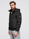 Ombre Clothing Pánska bunda s kapucňou a vysokým golierom - čierna V1 OM-JANP-0222 Ombre Clothing