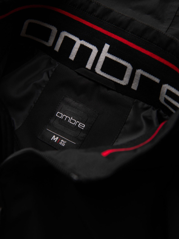 Ombre Clothing Pánska bunda s kapucňou a vysokým golierom - čierna V1 OM-JANP-0222 Ombre Clothing