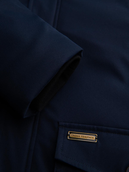 Ombre Clothing Elegantná pánska parka s vreckami a kapucňou - tmavo modrá V2 OM-JAPJ-0287 Ombre Clothing