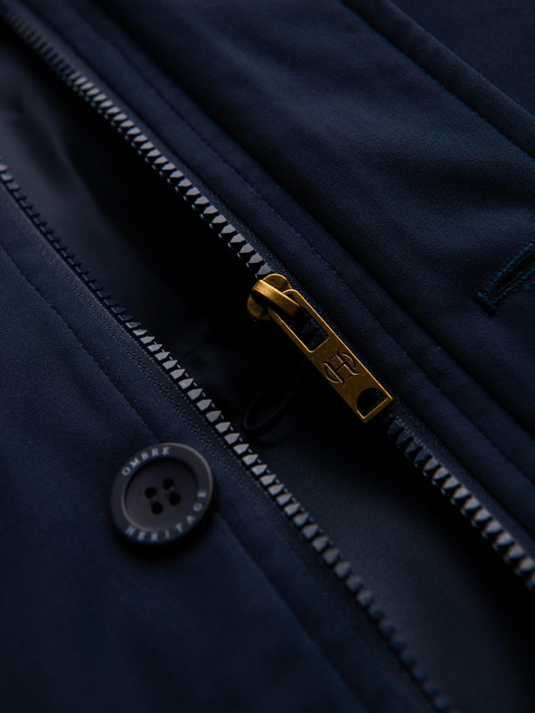 Ombre Clothing Elegantná pánska parka s vreckami a kapucňou - tmavo modrá V2 OM-JAPJ-0287 Ombre Clothing