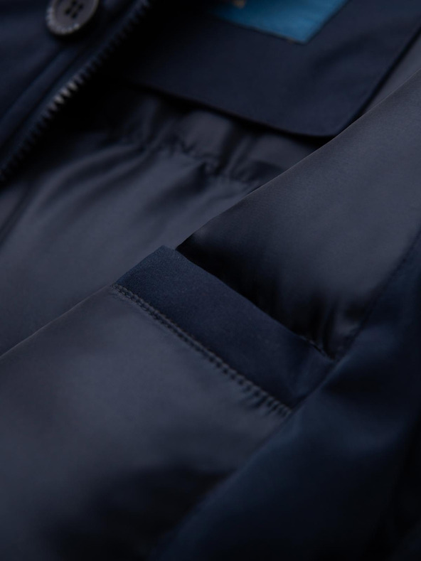 Ombre Clothing Elegantná pánska parka s vreckami a kapucňou - tmavo modrá V2 OM-JAPJ-0287 Ombre Clothing