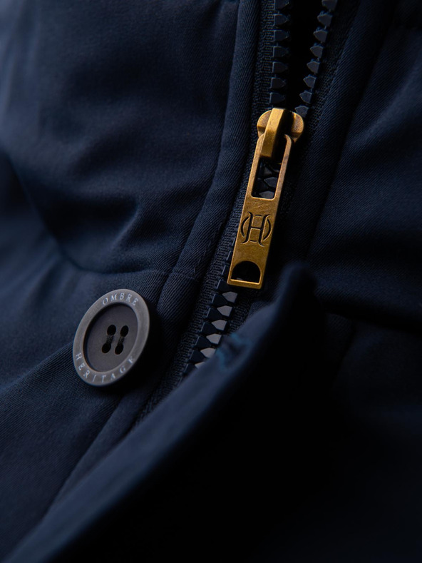 Ombre Clothing Elegantná pánska parka s vreckami a kapucňou - tmavo modrá V2 OM-JAPJ-0287 Ombre Clothing