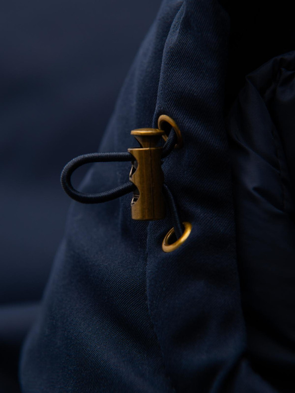 Ombre Clothing Elegantná pánska parka s vreckami a kapucňou - tmavo modrá V2 OM-JAPJ-0287 Ombre Clothing