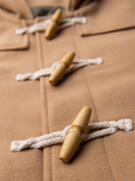 Ombre Clothing Pánsky vlnený kabát s kapucňou - svetlo hnedý V1 OM-COWC-0131 Ombre Clothing