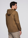 Ombre Clothing Pánska ľahká bunda s nepremokavou vrstvou a kapucňou - hnedá V2 C638 Ombre Clothing