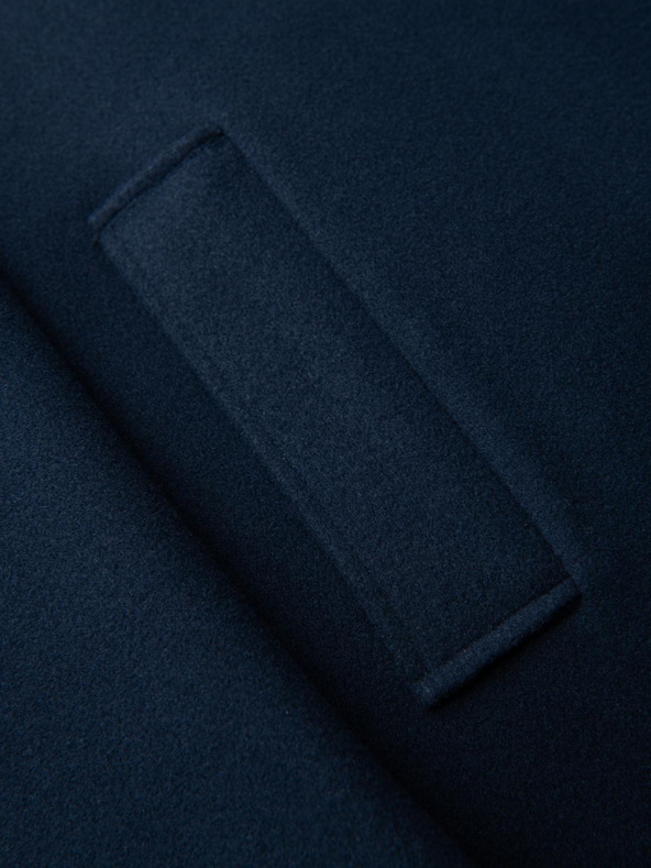 Ombre Clothing Pánsky dlhý jednoradový kabát s golierom a podšívkou - tmavo modrý V3 OM-COWC-0135 Ombre Clothing