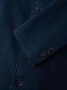 Ombre Clothing Pánsky dlhý jednoradový kabát s golierom a podšívkou - tmavo modrý V3 OM-COWC-0135 Ombre Clothing