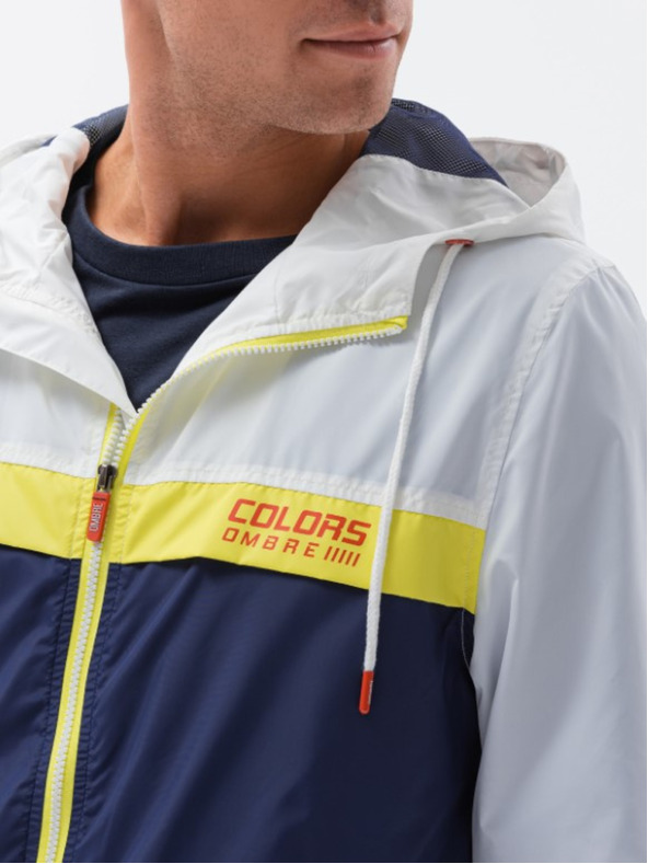 Ombre Clothing Pánska veterovka s kapucňou 438C - tmavo modrá V1 Ombre Clothing