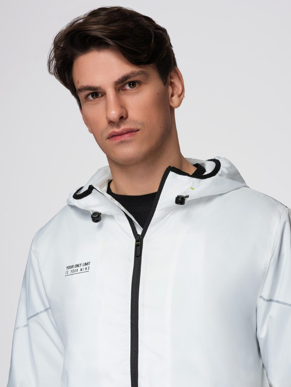 Ombre Clothing Pánska športová bunda s ombre efektom a reflexnými prvkami - biela a limetková V1 C646 Ombre Clothing