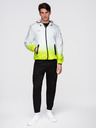 Ombre Clothing Pánska športová bunda s ombre efektom a reflexnými prvkami - biela a limetková V1 C646 Ombre Clothing