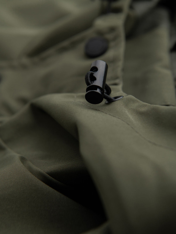 Ombre Clothing Pánska funkčná prechodná bunda s kapucňou - olivová V2 OM-JANP-0225 Ombre Clothing