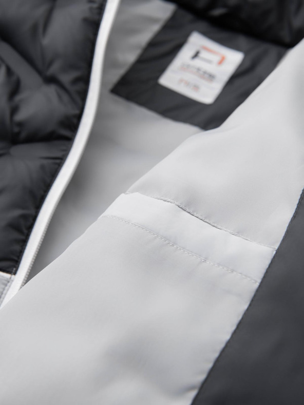 Ombre Clothing Pánska prešívaná bunda s odnímateľnou kapucňou - grafitová a biela V3 OM-JALP-0206 Ombre Clothing