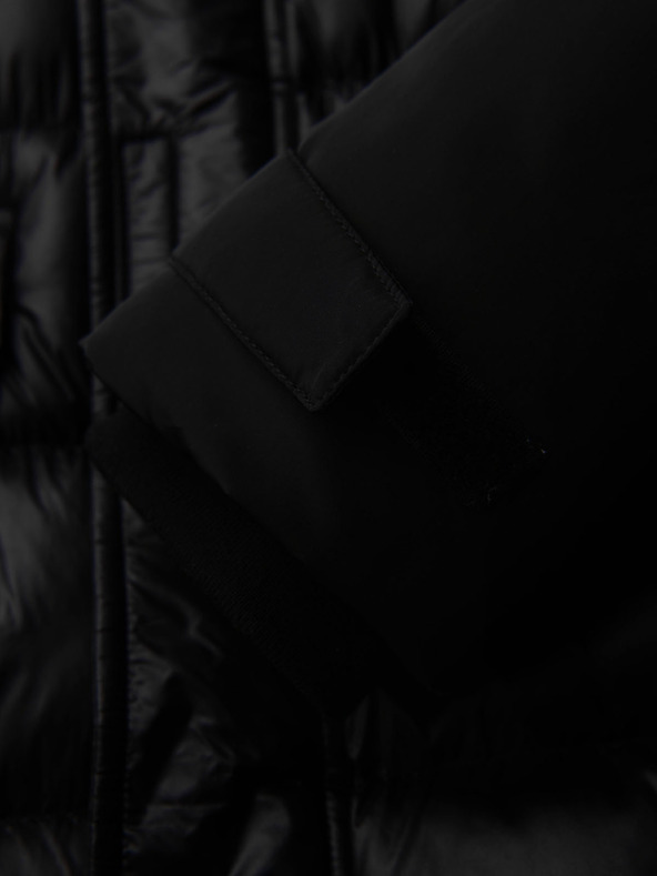 Ombre Clothing Pánska prešívaná bunda s vysokým golierom a kapucňou - čierna V1 OM-JALJ-0266 Ombre Clothing