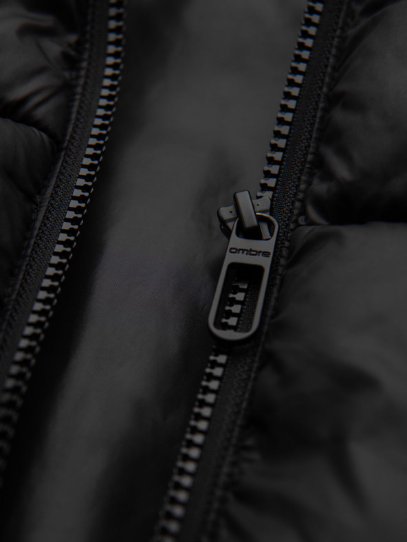 Ombre Clothing Pánska prešívaná bunda s kapucňou - čierna V1 OM-JAHP-0235 Ombre Clothing
