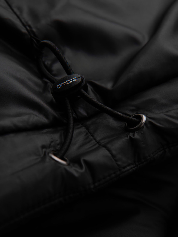 Ombre Clothing Pánska prešívaná bunda s kapucňou - čierna V1 OM-JAHP-0235 Ombre Clothing