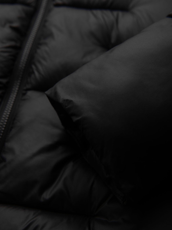 Ombre Clothing Pánska prešívaná bunda s kapucňou - čierna V1 OM-JAHP-0235 Ombre Clothing