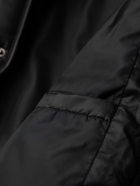 Ombre Clothing Pánska bunda s kapucňou a geometrickým kosoštvorcovým prešívaním - čierna V1 OM-JAHP-0237 Ombre Clothing