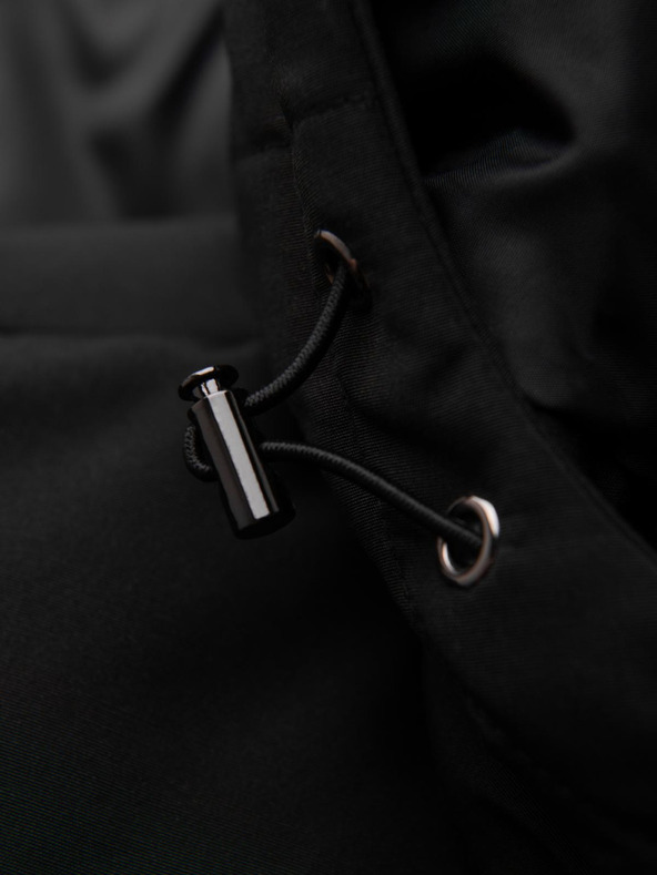 Ombre Clothing Pánska bunda s kapucňou a geometrickým kosoštvorcovým prešívaním - čierna V1 OM-JAHP-0237 Ombre Clothing