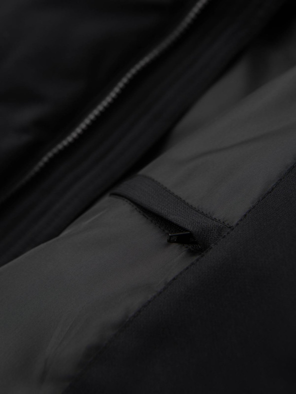 Ombre Clothing Pánska dlhá prešívaná bunda s kapucňou - čierna V1 OM-JALJ-0264 Ombre Clothing