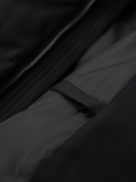 Ombre Clothing Pánska dlhá prešívaná bunda s kapucňou - čierna V1 OM-JALJ-0264 Ombre Clothing