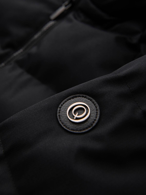 Ombre Clothing Pánska dlhá prešívaná bunda s kapucňou - čierna V1 OM-JALJ-0264 Ombre Clothing