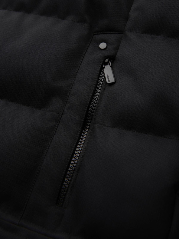 Ombre Clothing Pánska dlhá prešívaná bunda s kapucňou - čierna V1 OM-JALJ-0264 Ombre Clothing