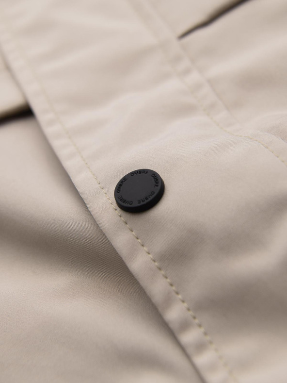 Ombre Clothing Pánska funkčná prechodná bunda s kapucňou - béžová V3 OM-JANP-0225 Ombre Clothing