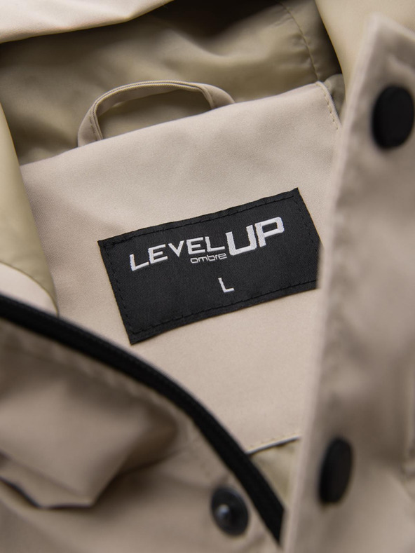 Ombre Clothing Pánska funkčná prechodná bunda s kapucňou - béžová V3 OM-JANP-0225 Ombre Clothing