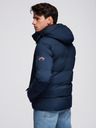 Ombre Clothing Pánska zimná bunda s odnímateľnou kapucňou z nepremokavej tkaniny - tmavo modrá V1 OM-JAHP-0306 Ombre Clothing