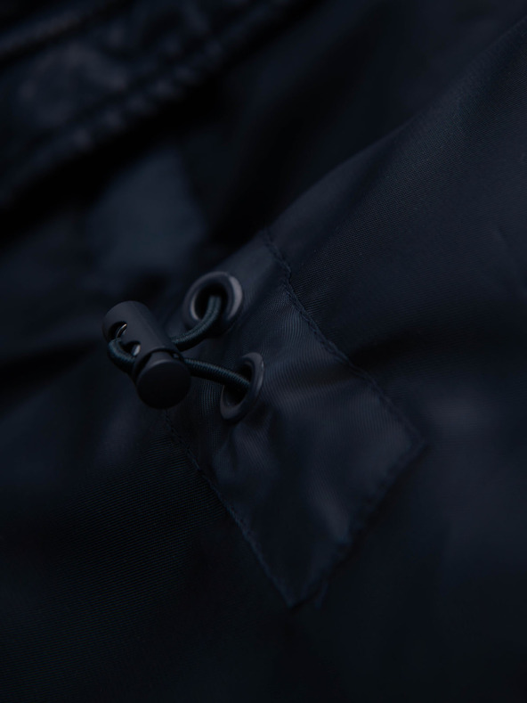 Ombre Clothing Pánska prešívaná bunda z kombinovaného materiálu s kapucňou - tmavo modrá V3 OM-JALJ-0266 Ombre Clothing