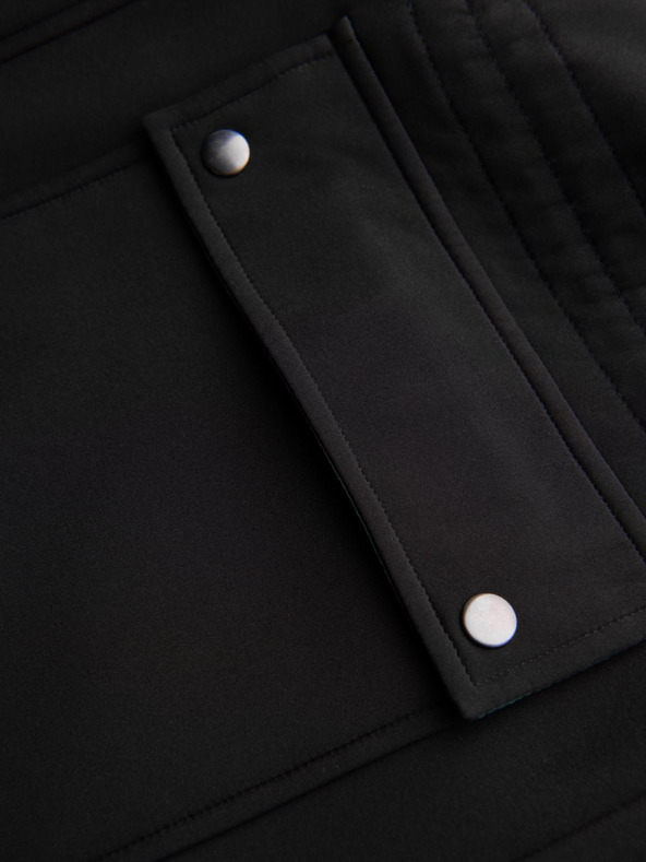 Ombre Clothing Pánsky kabát parka s fleecovou podšívkou a reguláciou v páse - čierny V2 OM-JAPJ-0314 Ombre Clothing