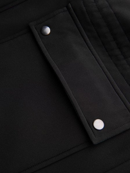 Ombre Clothing Pánsky kabát parka s fleecovou podšívkou a reguláciou v páse - čierny V2 OM-JAPJ-0314 Ombre Clothing